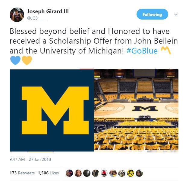 7. Girard adds offer from Michigan